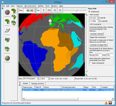 Screenshots from GPlates 1.4